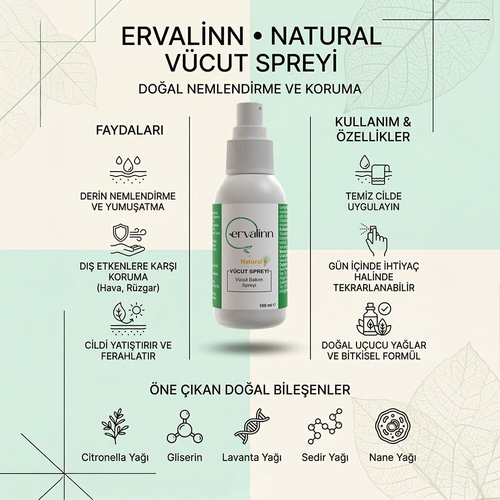 Ervalinn 100ml Vücut Bakım Spreyi - Görsel 2